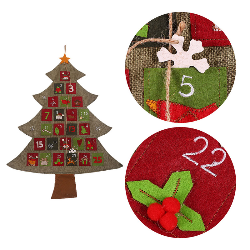 Офисният календар Коледна украса Коледно дърво Ленен календар Стенен календар Обратно броене 16-месечен стенен календар -2022