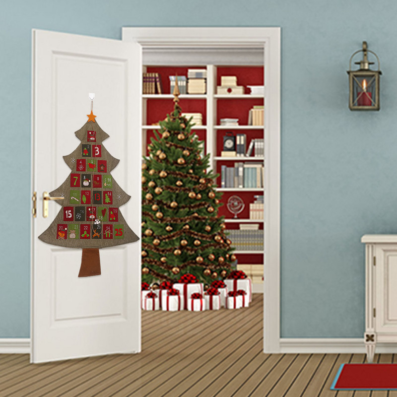 Офисният календар Коледна украса Коледно дърво Ленен календар Стенен календар Обратно броене 16-месечен стенен календар -2022