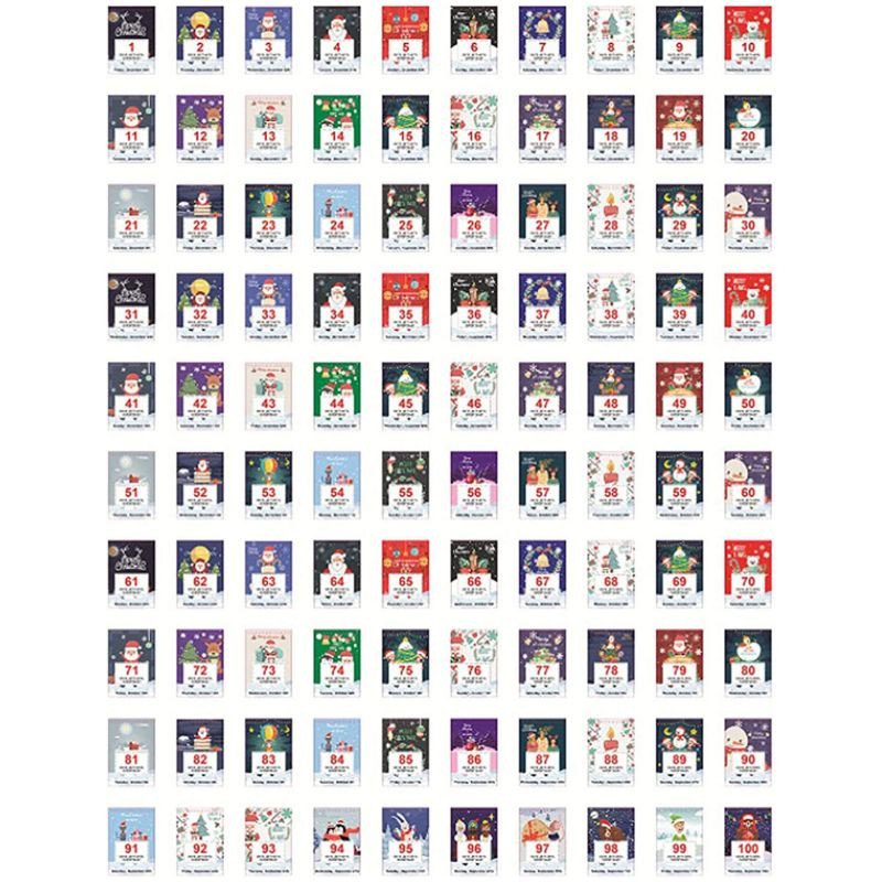 Коледен календар за обратно броене 100 дни 2022 Коледен календар за обратно броене Адвент календар Настолен календар Орнамент