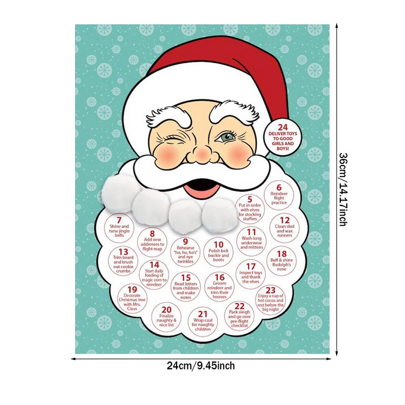 Красота Адвент календар Обратно броене до 24 дни Коледа 24 дни Обратно броене до Коледа Дядо Коледа Глава Брада Календар 2022 Вселена