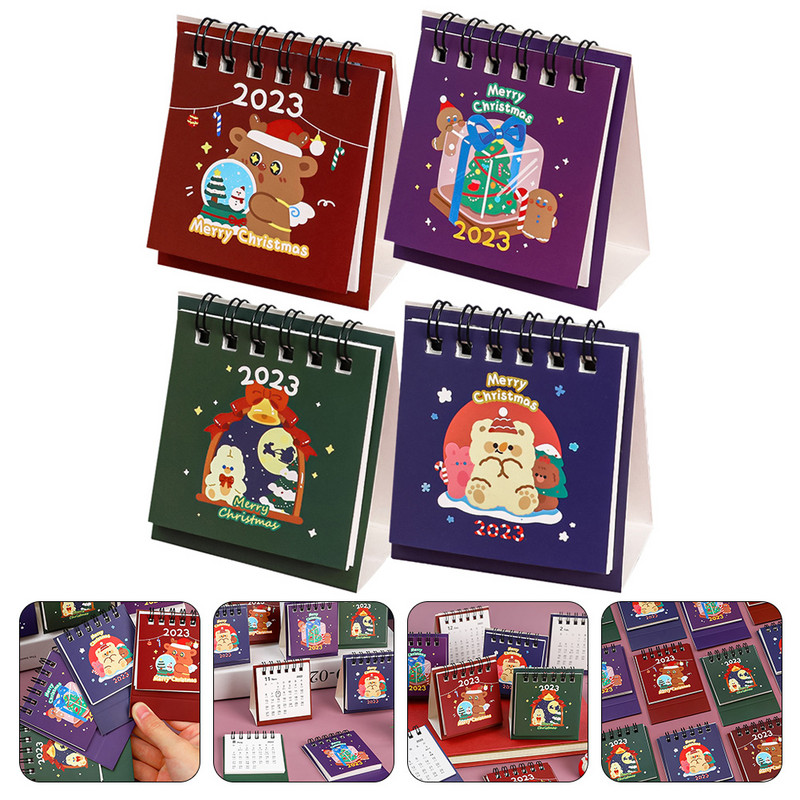 Календар Настолен Коледни стенни календари Мини джобен 2023 Standoffice Маса Настолен сувенир Парти Месечна бележка Настолен декор Прекрасен