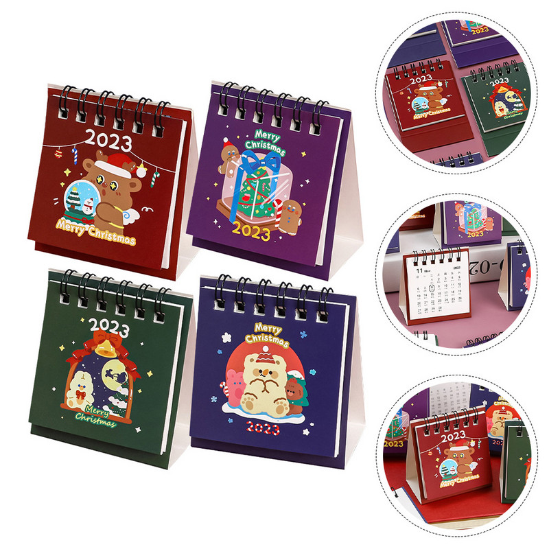 Календар Настолен Коледни стенни календари Мини джобен 2023 Standoffice Маса Настолен сувенир Парти Месечна бележка Настолен декор Прекрасен