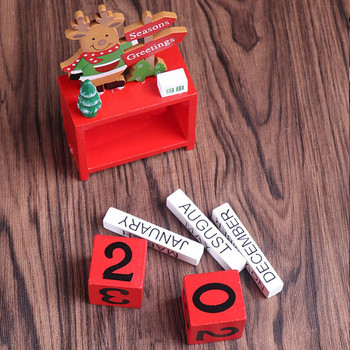 Коледен мини дървен календар с обратно броене Орнамент с регулируема дата Детски празнични подаръци за декорация на работния плот Dropshipping