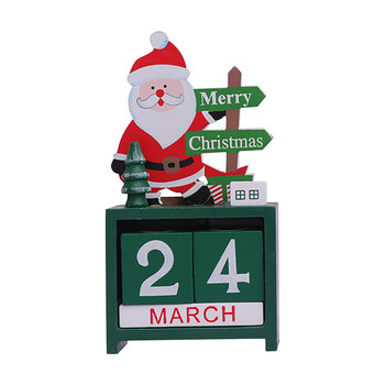 Весела Коледа Дървен календар Мол Декорация Календар Дядо Коледа Коледа Творчески орнаменти за подаръци за дома Нова година 2023