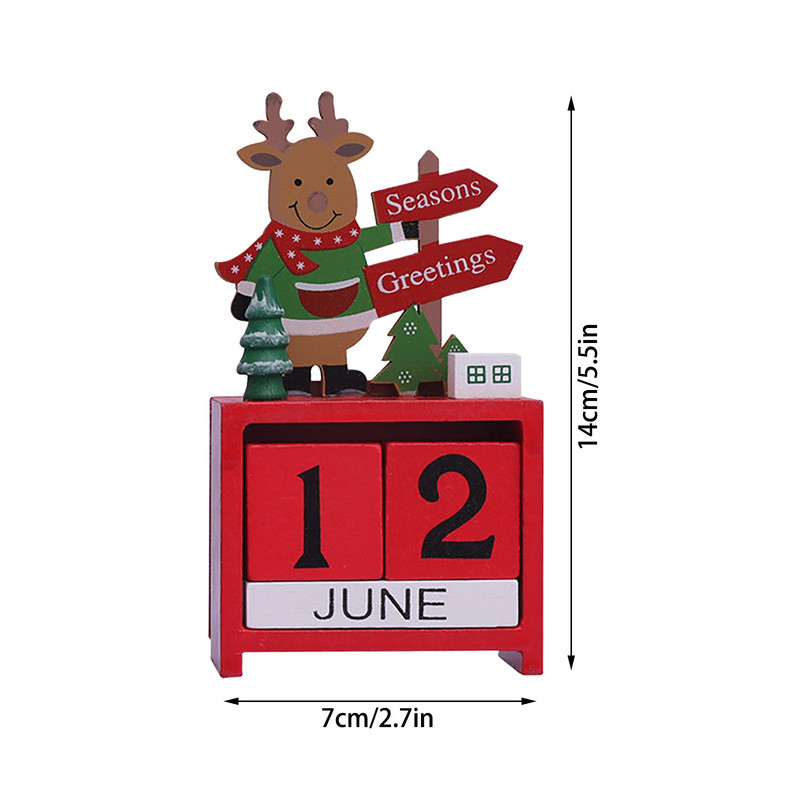 Весела Коледа Дървен календар Мол Декорация Календар Дядо Коледа Коледа Творчески орнаменти за подаръци за дома Нова година 2023