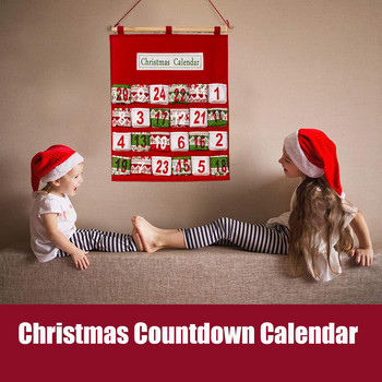 24 Grid Christmas Advent Calendar Υφασμάτινο κρεμαστό κρεμαστό πολυστρωματικό τσάντα αποθήκευσης καραμέλας Χριστουγεννιάτικη αντίστροφη μέτρηση ημερολόγιο διακόσμηση