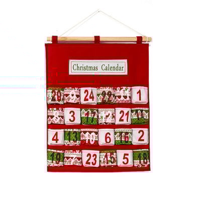 24 Grid Christmas Advent Calendar Υφασμάτινο κρεμαστό κρεμαστό πολυστρωματικό τσάντα αποθήκευσης καραμέλας Χριστουγεννιάτικη αντίστροφη μέτρηση ημερολόγιο διακόσμηση