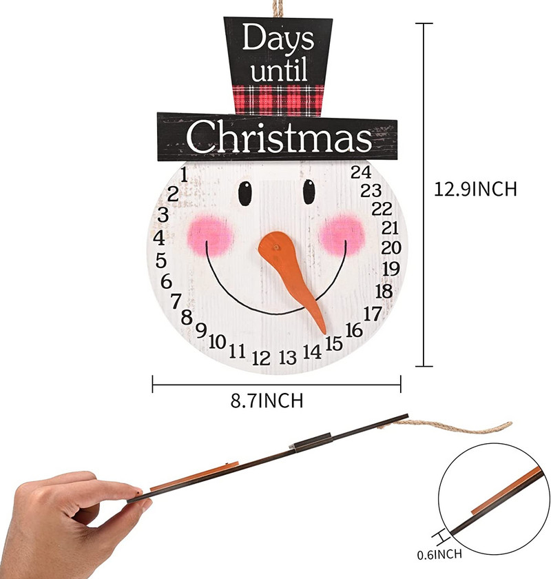 Дървен коледен висулка Творчески снежен човек Календар с обратно броене Оранси Весела Коледа Декор за дома 2021 Честита Нова Година Услуга