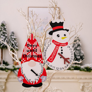 Santa Claus Snowman Ξύλινο Ημερολόγιο Advent με τσέπες 24 Days Hanging Christmas Countdown Felt Calendar για εσωτερική διακόσμηση σπιτιού