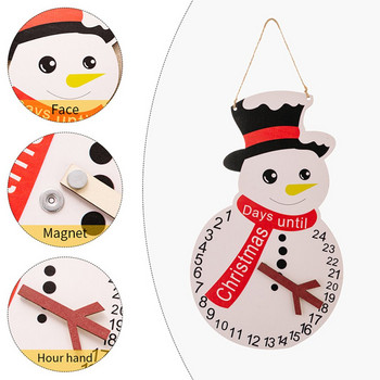 Santa Claus Snowman Ξύλινο Ημερολόγιο Advent με τσέπες 24 Days Hanging Christmas Countdown Felt Calendar για εσωτερική διακόσμηση σπιτιού