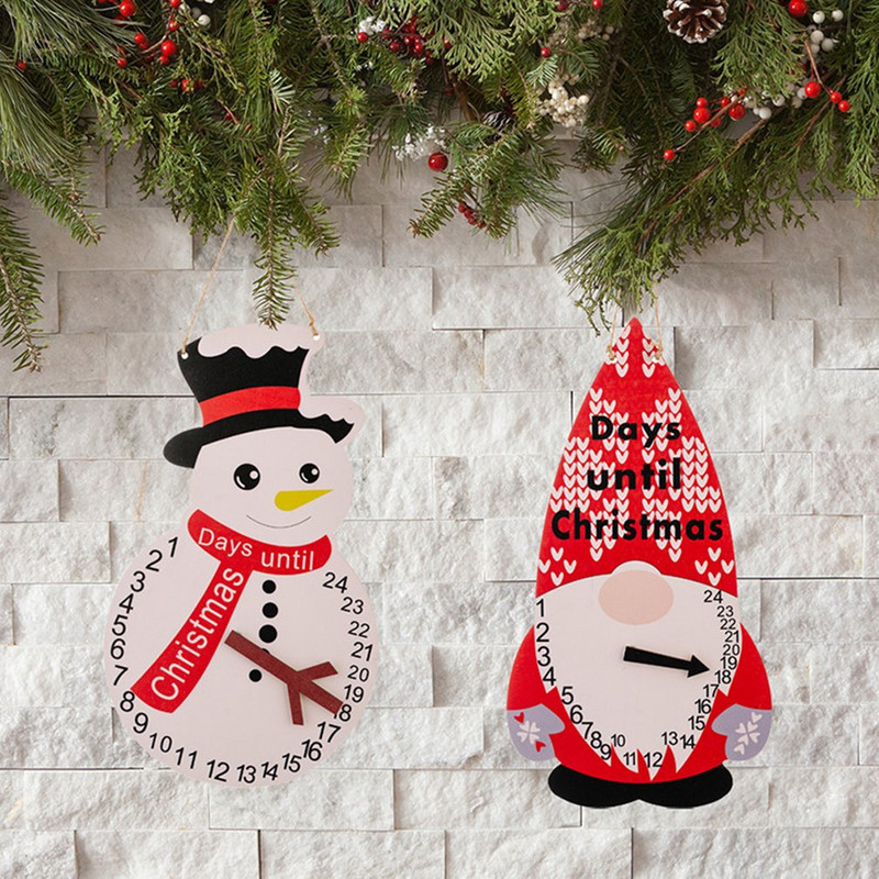 Дядо Коледа Снежен човек Дървен адвент календар с джобове 24 дни Висящ коледен календар с обратно броене Филцов календар за вътрешен домашен декор