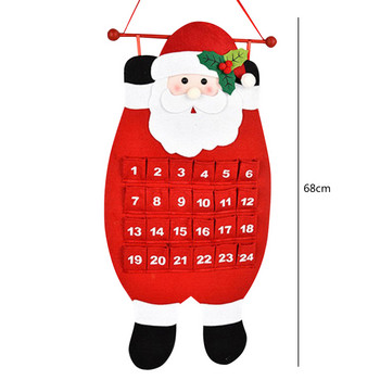 Творчески настолен календар с джобове Преносим коледен календар Красив цветен 24-дневен висящ за декорация на празнично парти у дома