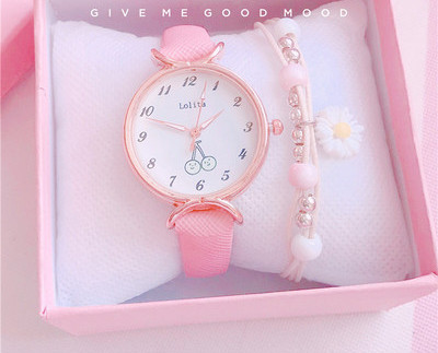 Children`s leather watch for girls