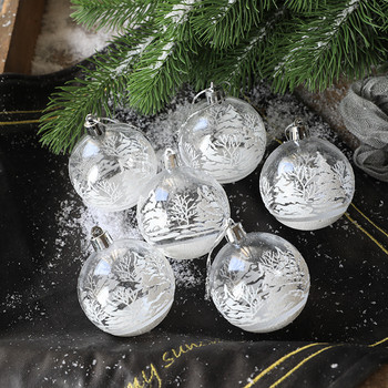 6τμχ 6cm Διάφανες χριστουγεννιάτικες μπάλες από χιόνι Μενταγιόν για διακόσμηση χριστουγεννιάτικου δέντρου Διαφανή μπιχλιμπίδια Κρεμαστά Χριστουγεννιάτικα στολίδια
