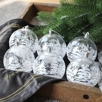 6 komada prozirnih snježnih božićnih kuglica od 6 cm, privjesaka za ukrašavanje božićnog drvca, prozirnih kuglica, visećih ukrasa, božićnih navidada