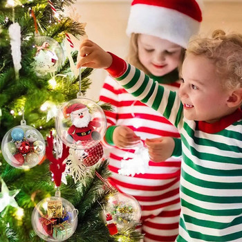 Χριστουγεννιάτικη διάφανη μπάλα 4-10 εκατοστών, πλαστική μπιχλιμπίδι που γεμίζει με χριστουγεννιάτικο δέντρο Κρεμαστά στολίδια για το σπίτι γαμήλιο πάρτι Κουτί δώρου