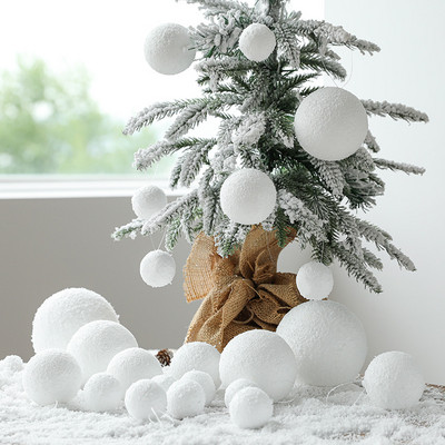 4-10 cm valge jõulukuul, rippuv jõulukuul ehisripatsid, ümmargused vahtpallid, meisterdamine, meisterdamine, uusaasta kodukaunistus