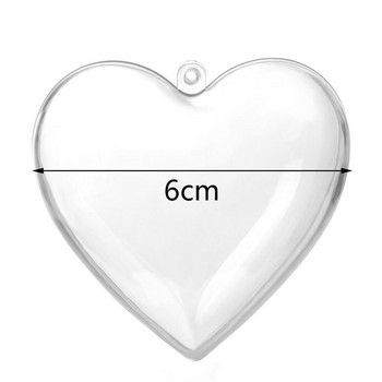 5 τμχ Διαφανής πλαστική μπάλα σε σχήμα καρδιάς Διαφανής πλαστική χειροτεχνία Μπαλάκια σε σχήμα καρδιάς για Χριστουγεννιάτικη διακόσμηση γάμου Πλαστική μπάλα