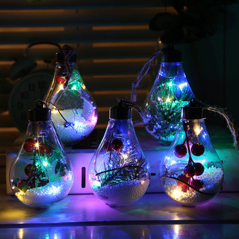 Χριστουγεννιάτικη διακόσμηση LED Φωτάκια μπάλας Χριστουγεννιάτικα στολίδια Κρεμαστά στολίδια Διαφανές φωτεινό μενταγιόν με λάμπα Πρωτοχρονιάς 2022 Διακόσμηση σπιτιού