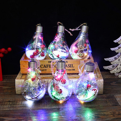 Коледна LED декорация Топкови светлини Коледно дърво Висящи орнаменти Прозрачна светеща крушка Висулка Нова година 2022 Декорация на дома