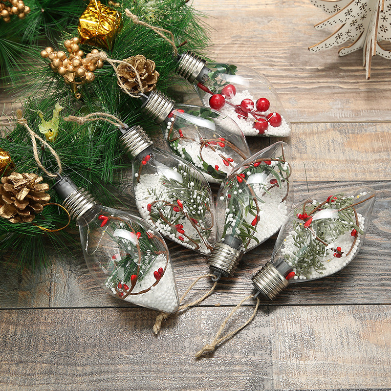 Коледна LED декорация Топкови светлини Коледно дърво Висящи орнаменти Прозрачна светеща крушка Висулка Нова година 2022 Декорация на дома