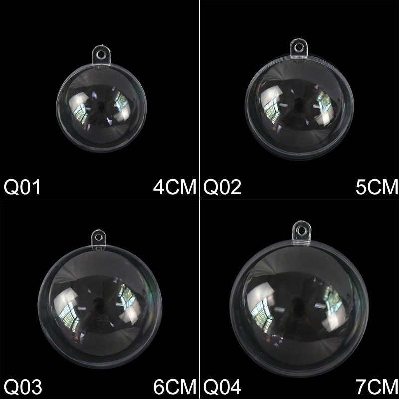 5/10 чифта 4/5/6/7 см прозрачна отворена пластмасова коледна украса топка Прозрачна безделница за коледно парти Детски подарък Декорация на кутия за подарък