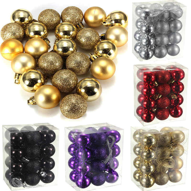 24 бр./компл. 12 цвята бляскави коледни безделници Орнамент Топка Парти Украса за домашна градина за украса на коледно дърво