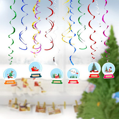 Ziemassvētku rotājumi Spirālveida PVC piekarināmā lente Jaungada ballītes rotājumi Mājas vītnes izkārtojums Krāsains Ziemassvētku vecīša festivāla piederumi