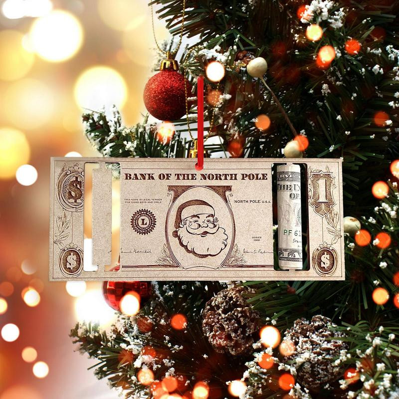 Ziemassvētku naudas turētājs koka brīvdienu unikāls piekarināms naudas dāvanu turētājs Ziemassvētku dāvanu koka kulonu rotājumi viesistabai