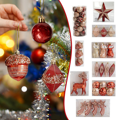 24 τμχ Χριστουγεννιάτικα στολίδια Χριστουγεννιάτικη μπάλα Σετ Χριστουγεννιάτικο δέντρο Κρεμαστά μενταγιόν Navidad Noel Διακόσμηση σπιτιού Πρωτοχρονιάτικα Δώρα 2023