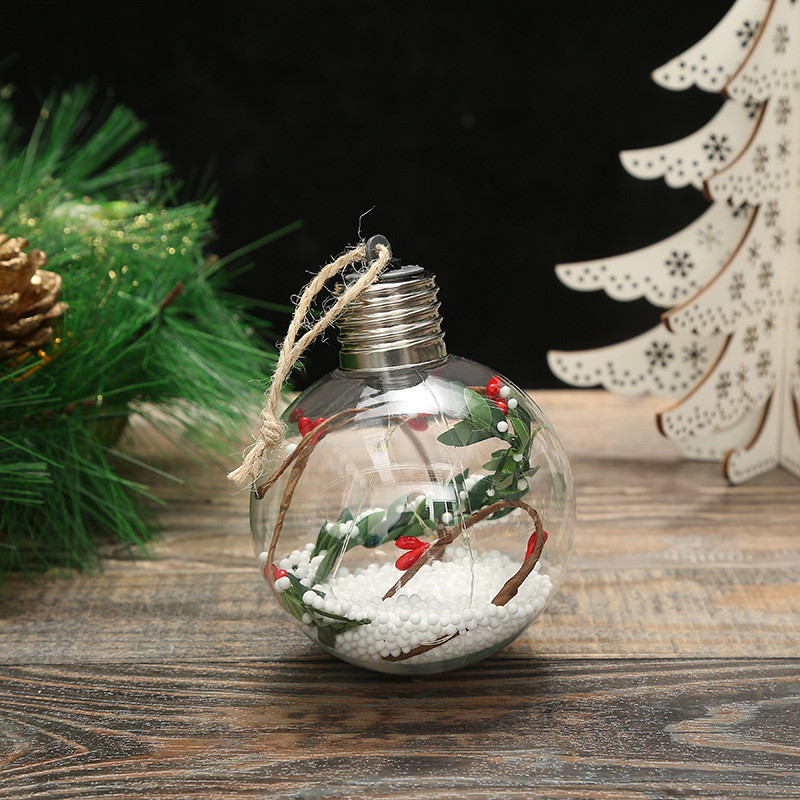 Водоустойчиви LED коледни светлини за топки Прозрачна коледна украса Пластмасова топка Коледна елха Сватбена вътрешна украса за дома