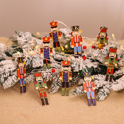 Navidad 2023 Коледна елха Висулка Рисувана дървена сладка орехова войник Висулка Орнамент Коледа за дома Коледна украса 2022