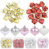 12 τμχ Heart Star Shape Christmas Ball Χριστουγεννιάτικο δέντρο πλαστικό κρεμαστό μενταγιόν Στολίδι Πρωτοχρονιάτικο πάρτι για το σπίτι Φεστιβάλ
