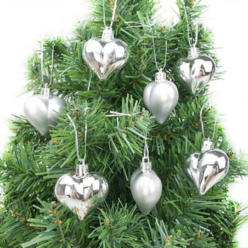 12 τμχ Heart Star Shape Christmas Ball Χριστουγεννιάτικο δέντρο πλαστικό κρεμαστό μενταγιόν Στολίδι Πρωτοχρονιάτικο πάρτι για το σπίτι Φεστιβάλ