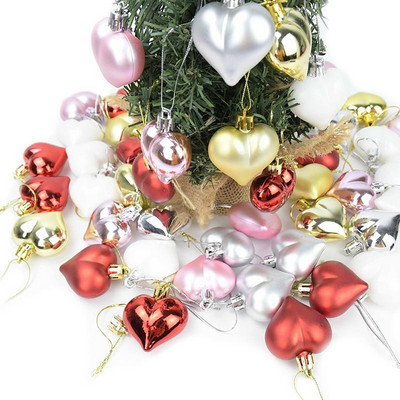 12 τμχ Heart Star Shape Christmas Ball Χριστουγεννιάτικο δέντρο πλαστικό κρεμαστό μενταγιόν Στολίδι Πρωτοχρονιάτικο πάρτι για το σπίτι Φεστιβάλ