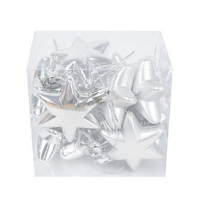 12 τμχ Heart Star Shape Christmas Ball Χριστουγεννιάτικο δέντρο πλαστικό κρεμαστό μενταγιόν Στολίδι Πρωτοχρονιάτικο πάρτι για το σπίτι Φεστιβάλ