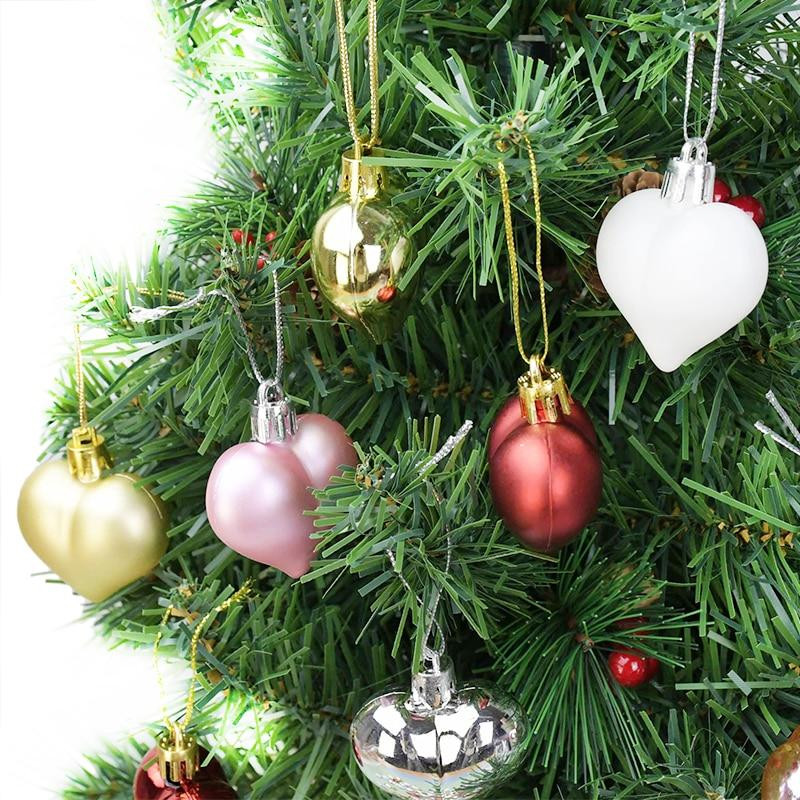 12Pcs Heart Star Shape Christmas Ball Xmas Tree Пластмасова висяща висулка Орнамент Начало Фестивал парти Новогодишен декор