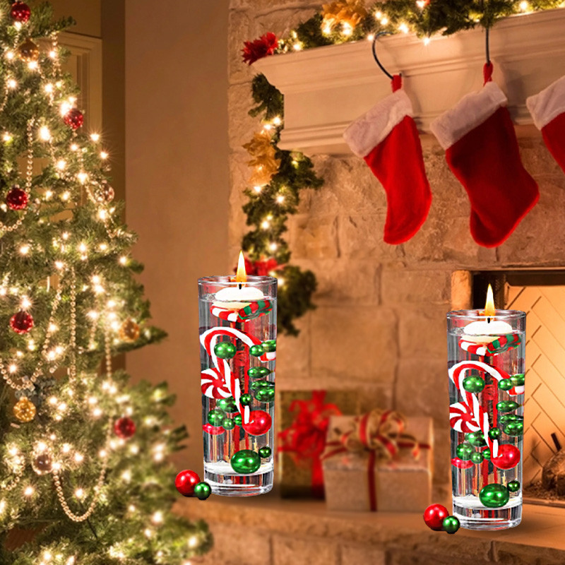 Коледна ваза Пълнеж Перла за ваза Candyland Перли Водни гелове Мъниста Плаващи свещи Централен елемент за декорация на коледно парти