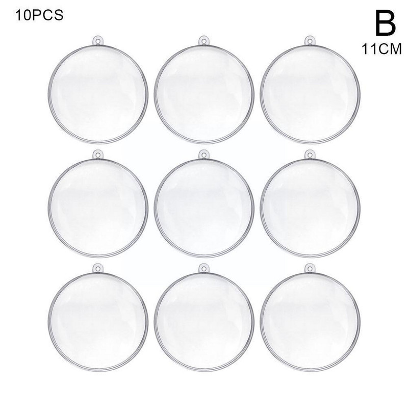 10 бр. Пластмасова прозрачна плоска топка Коледен орнамент Сватбено парти Нова кутия Бонбони Година Висулка Декорация Подарък Висящи Коледа O0r4