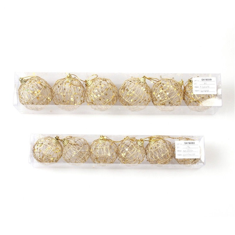 6 бр./чанта кръгла форма златна коледна елха висулка топка сепак за коледни орнаменти парти за рожден ден украса за домашно сватбено парти