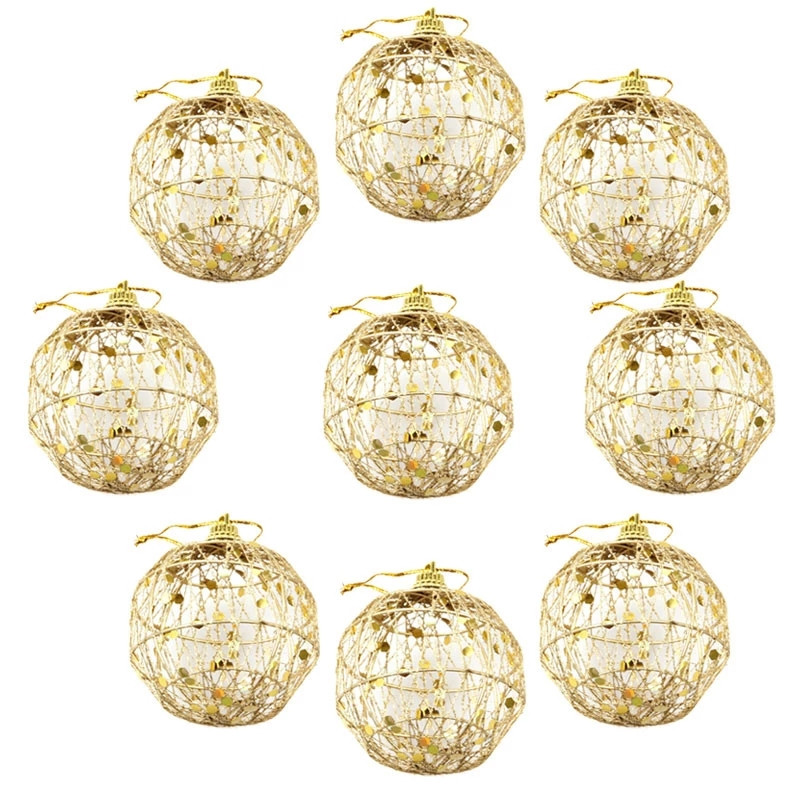 6 бр./лот Златна коледна елха с кръгла форма, висулка, топка с блясък, коледна украса, топка, рожден ден, сватбена украса