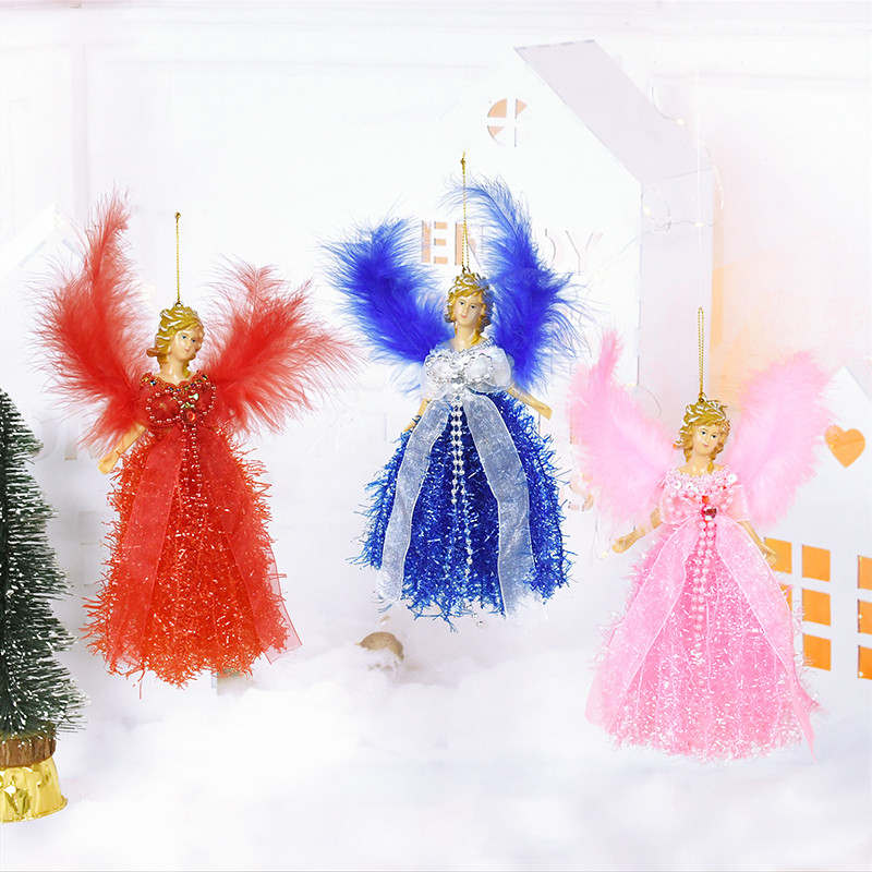 Ангелски висулки Орнаменти с крила Сватбена Коледна елха Новогодишни подаръци Ангелски кукли Noel Navidad Коледен домашен висящ декор