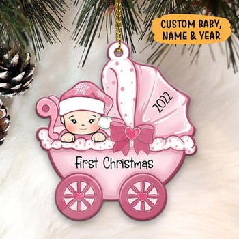 Baby First Christmas Ornament Коледни орнаменти 2022 г. с орнамент в дърво с коледна снежинка Snowbaby Stocking X0I8