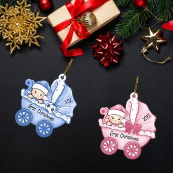 Baby First Christmas Ornament Коледни орнаменти 2022 г. с орнамент в дърво с коледна снежинка Snowbaby Stocking X0I8