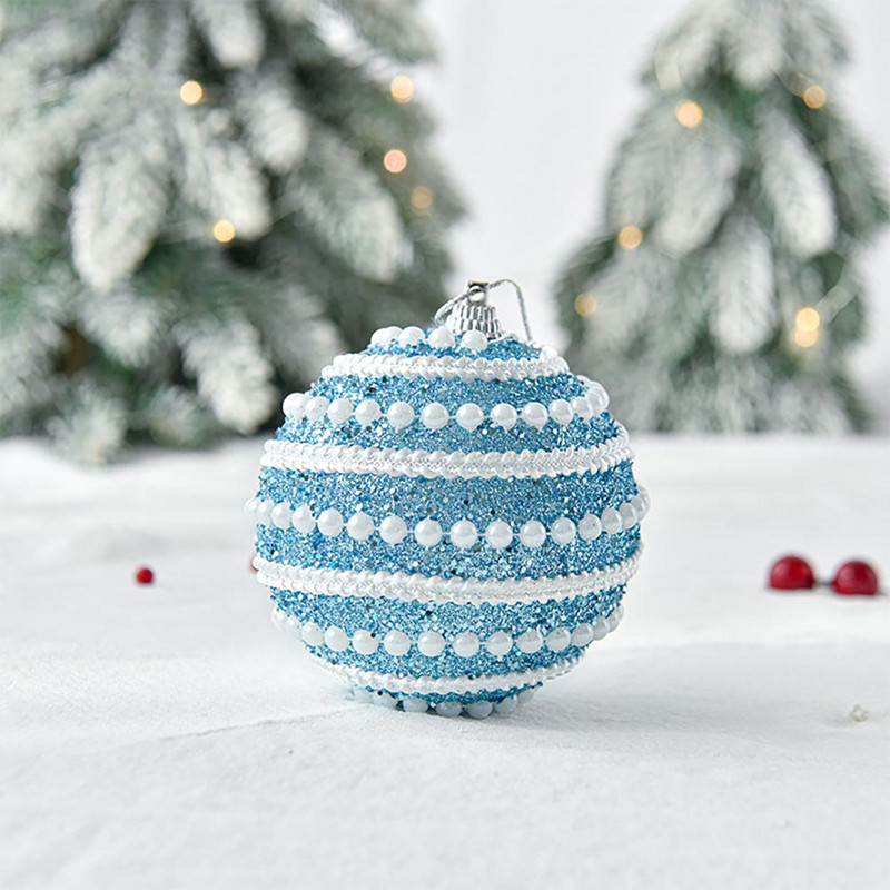 Украса за коледно дърво Контрастни цветове Блестяща имитация на перли Коледни топки за Коледа