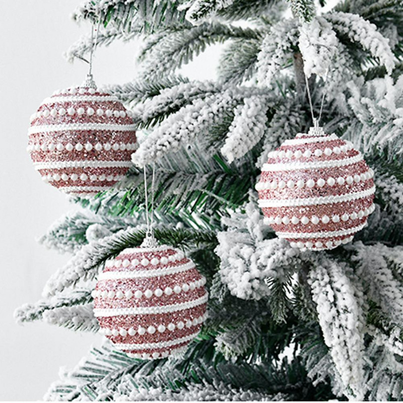 Украса за коледно дърво Контрастни цветове Блестяща имитация на перли Коледни топки за Коледа