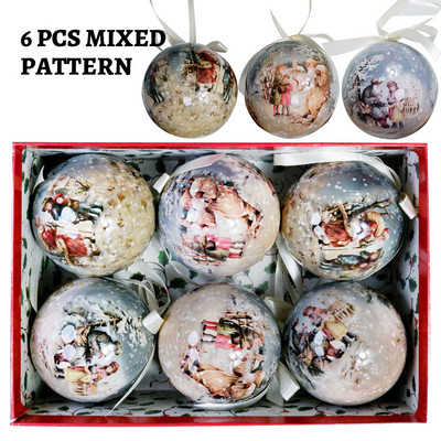 6 TK jõulupuu rippuvate pallide kaunistused, kingitused uueks aastaks Navidad Eazy Hang Ball ehe DIY jõulupidu