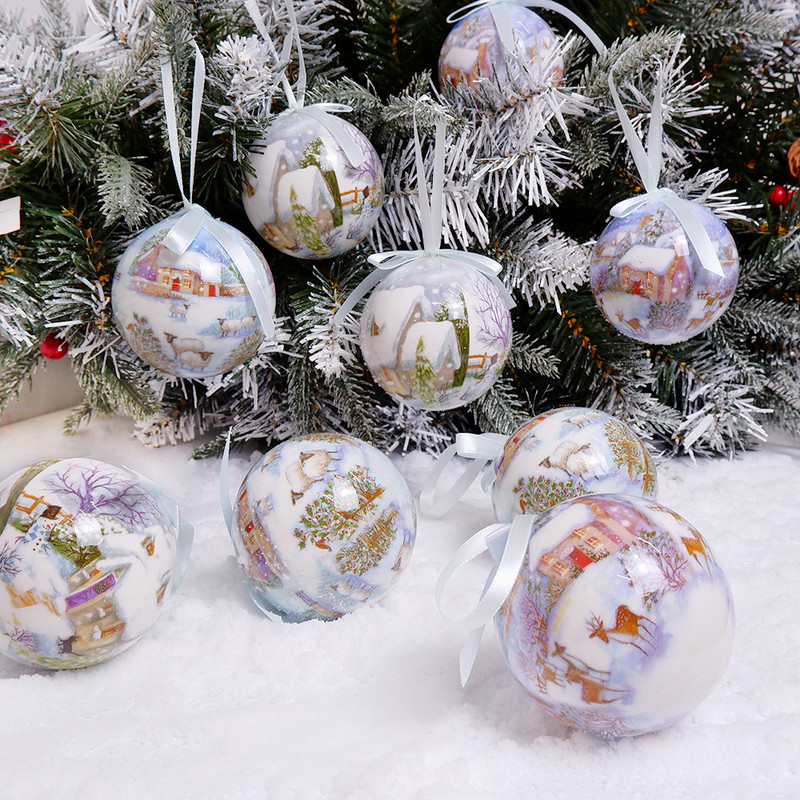 6PCS Xmas Tree Висяща топка Орнамент Декорации Подарък Нова година Navidad Eazy Hang Ball Bauble Направи си сам Коледно парти Коледа