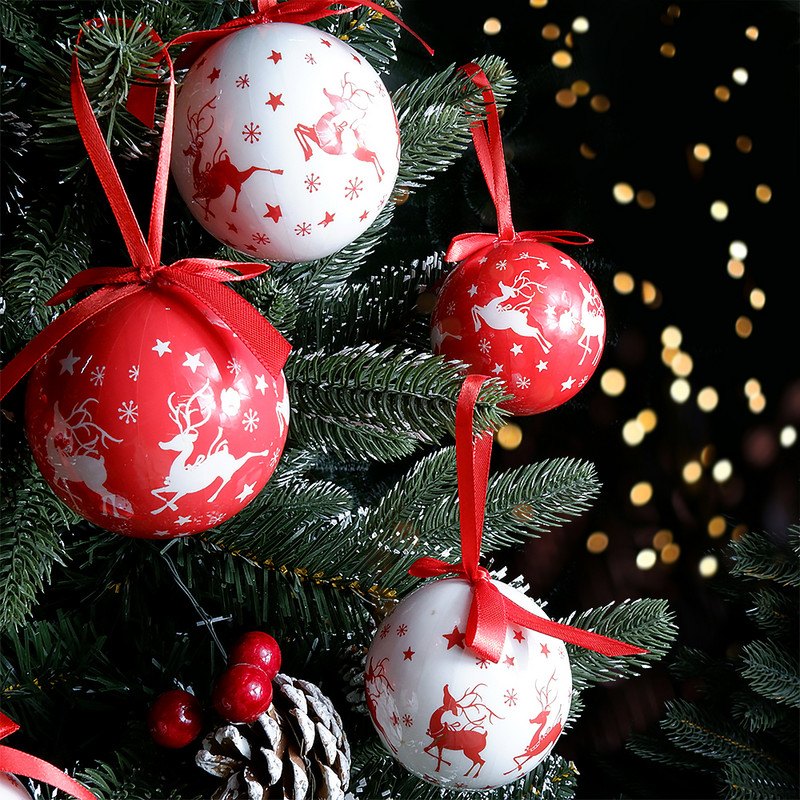 6PCS Xmas Tree Висяща топка Орнамент Декорации Подарък Нова година Navidad Eazy Hang Ball Bauble Направи си сам Коледно парти Коледа