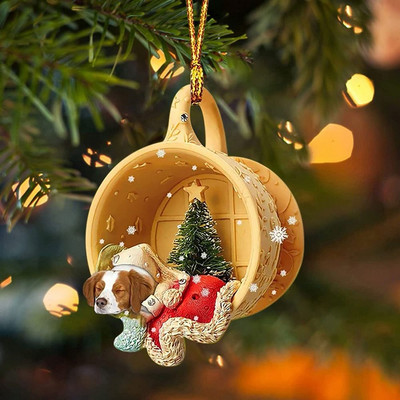 1 bucată pandantiv pentru brad de Crăciun, câine drăguț, ornament de picătură de animale, rechizite pentru petreceri de Anul Nou, decorațiuni pentru cameră, cadou de Crăciun